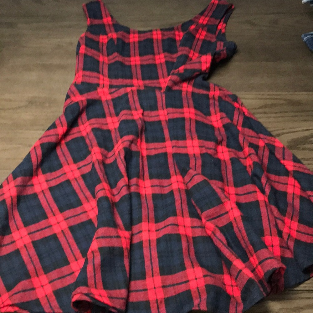 Plaid print sleeveless dress large